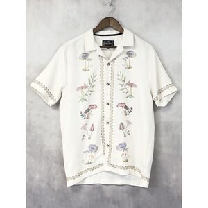 Good Vibes Mens Mushroom Button Up Shirt Size Medium Shroom Hippie Festival